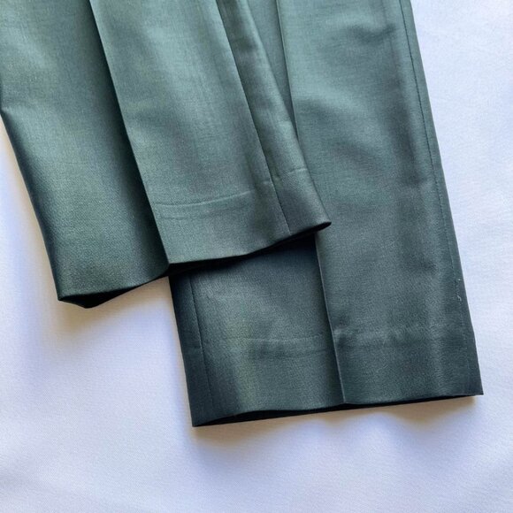 TIBI THE LENNON WOOL PLEATED ANKLE PANTS IN EMERALD - 0 - Picture 10 of 11